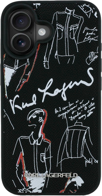 Etui Karl Lagerfeld Grained Pattern & Logo MagSafe do iPhone 16 Black (3666339463304) - obraz 3
