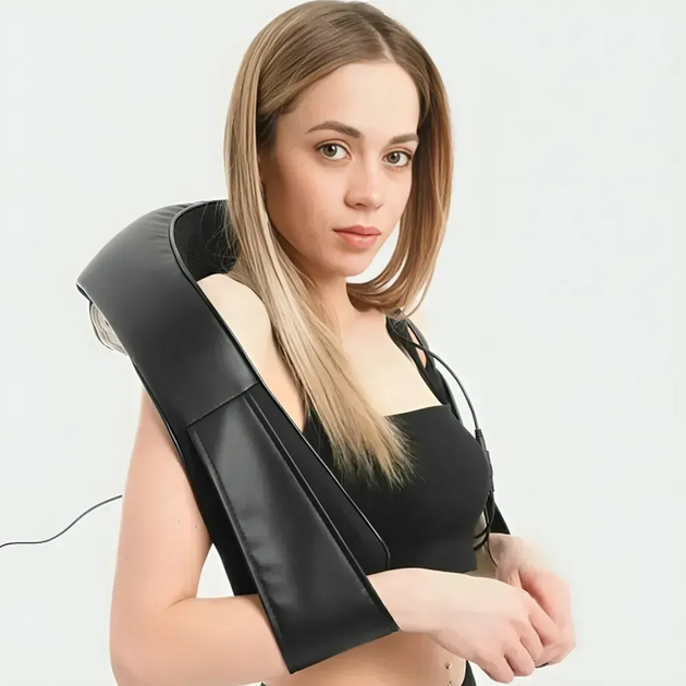 Массажер роликовый Massager of neck kneading Shiatsu для шеи, спины и всего тела с подогревом черный - изображение 6