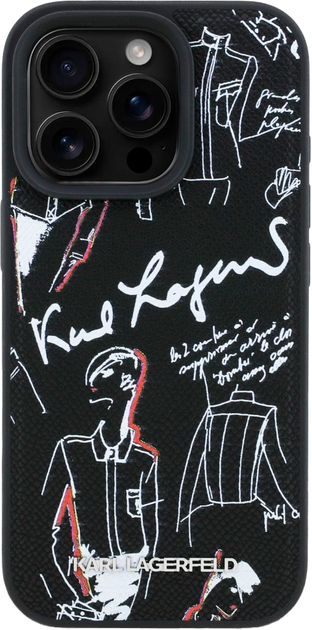 Панель Karl Lagerfeld Grained Pattern & Logo MagSafe для iPhone 16 Pro Black (3666339463328) - зображення 2