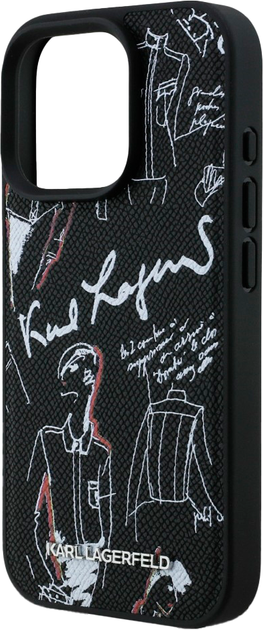 Панель Karl Lagerfeld Grained Pattern & Logo MagSafe для iPhone 16 Pro Black (3666339463328) - зображення 5