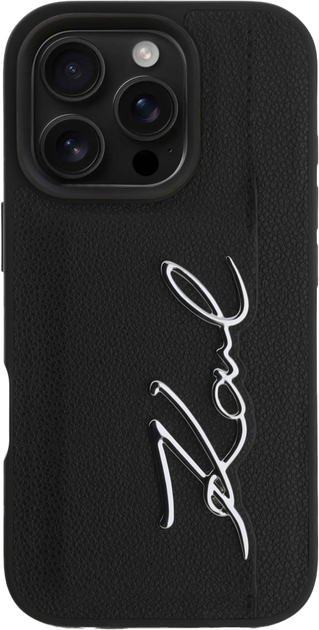 Etui Karl Lagerfeld HC Grained PU Cardslot Metal Signature do iPhone 16 Pro Max Black (3666339355975) - obraz 3