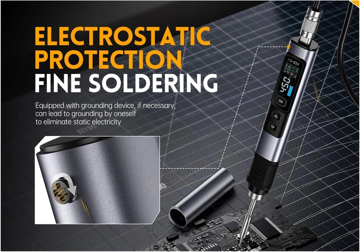 Паяльник FNIRSI HS-02A + 6 жала + Блок живлення 100W PD/QC 9–20V HS-02 з інтелектуальним керуванням - зображення 7