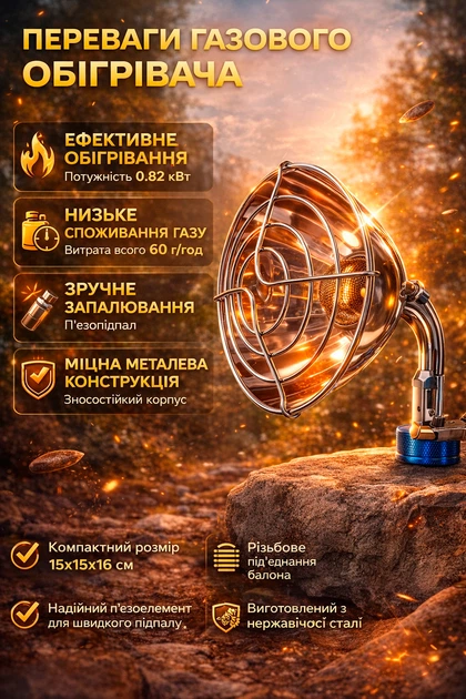 Обогреватель газовый 60 г/ч пьезоподжиг обогреватель на газовый балон 0.82 кВт портативный для обогрева туристических палаток BRS - Фото 2 Обогреватель газовый 60 г/ч пьезоподжиг обогреватель на газовый балон 0.82 кВт портативный для обогрева туристических палаток BRS - изображение 2