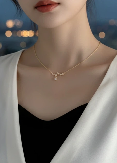 Цепочка женская с кулоном зигзагом Fashion Jewelry Золотистая 18851 - изображение 3