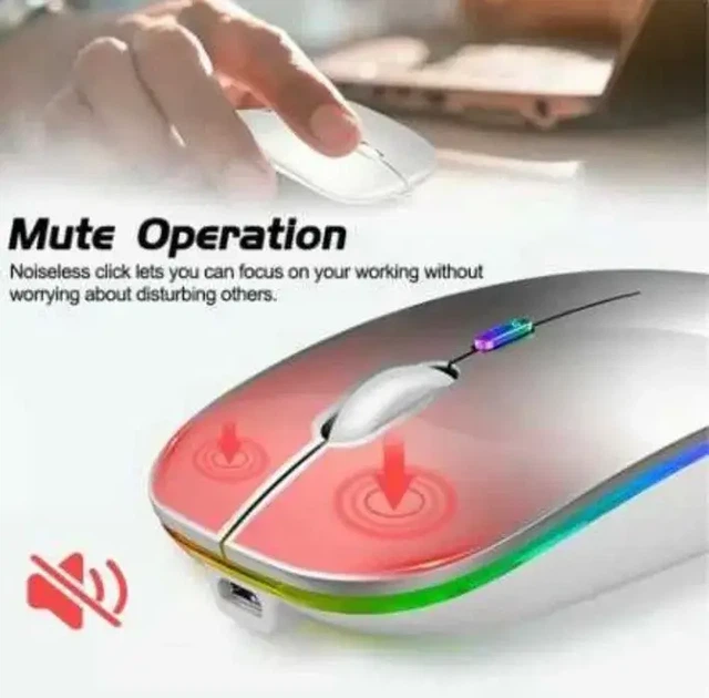 Беспроводная аккумуляторная мышка с RGB-подсветкой (bluetooth+usb) - изображение 4