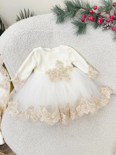 Крестильный набор для девочки Family Tradition велюровая махра велюр сетка с вышивкой и кружевом айвори Крещение Николь - Фото 4 Крестильный набор для девочки Family Tradition велюровая махра велюр сетка с вышивкой и кружевом айвори Крещение Николь - изображение 4