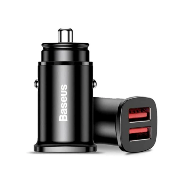 Зарядний пристрій Baseus 30W Dual QC3.0 для автомобіля чорний з двома USB Type-A - Фото 1 Зарядний пристрій Baseus 30W Dual QC3.0 для автомобіля чорний з двома USB Type-A - зображення 1