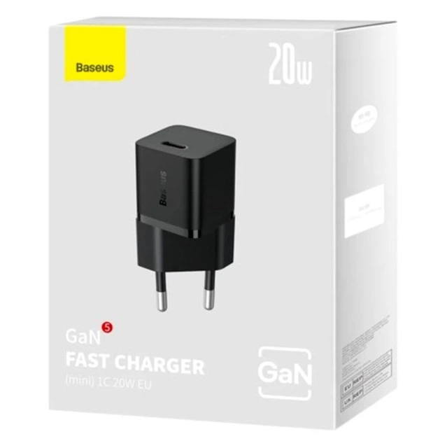 Зарядка Baseus GaN5 20W Quick Charge 3.0 USB Type-C черная - Фото 2 Зарядка Baseus GaN5 20W Quick Charge 3.0 USB Type-C черная - изображение 2