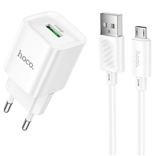 Зарядка Hoco C145A QC3.0 USB Type-A біла протиударна для смартфонів - Фото 3 Зарядка Hoco C145A QC3.0 USB Type-A біла протиударна для смартфонів - зображення 3