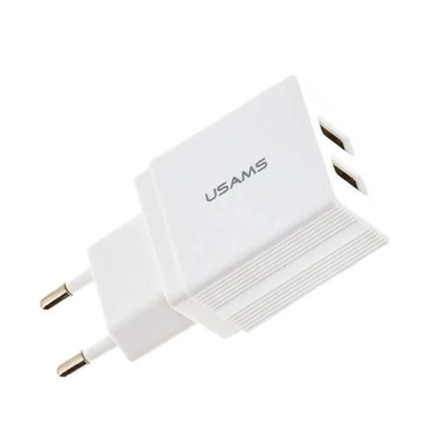 Зарядное устройство USAMS CC090 2.1A Dual USB для путешествий Белый - Фото 1 Зарядное устройство USAMS CC090 2.1A Dual USB для путешествий Белый - изображение 1