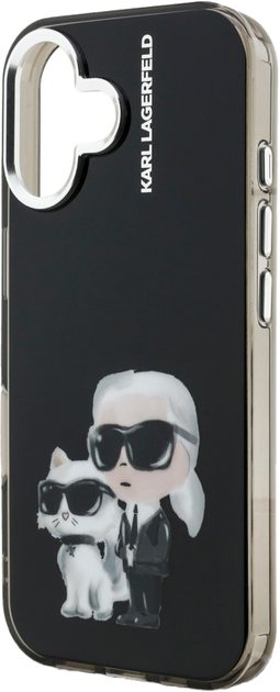 Etui Karl Lagerfeld IML Aquarelle Karl & Choupette & Logo do iPhone 16 Black (3666339464745) - obraz 6