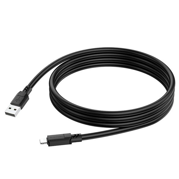 Кабель Lightning 2.4A Borofone BX81 для зарядки и синхронизации устройств длина 1 метр черный с эластичным покрытием - Фото 2 Кабель Lightning 2.4A Borofone BX81 для зарядки и синхронизации устройств длина 1 метр черный с эластичным покрытием - изображение 2
