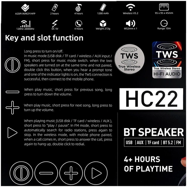 Портативная Bluetooth-колонка Hoco HC22 Auspicious черный противоударный 6 Вт Bluetooth - изображение 4
