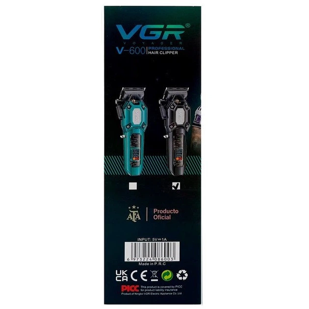 Машинка для стрижки VGR V-600 магнитная 6 насадок LED дисплей черный - изображение 10