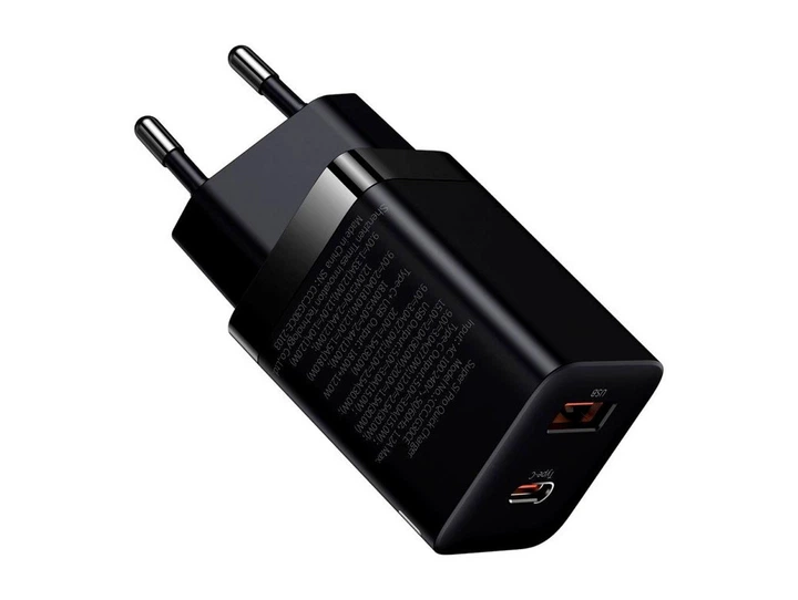 Зарядное устройство Baseus Super Si Pro Quick Charger 30W USB Type-A USB Type-C черный - Фото 1 Зарядное устройство Baseus Super Si Pro Quick Charger 30W USB Type-A USB Type-C черный - изображение 1