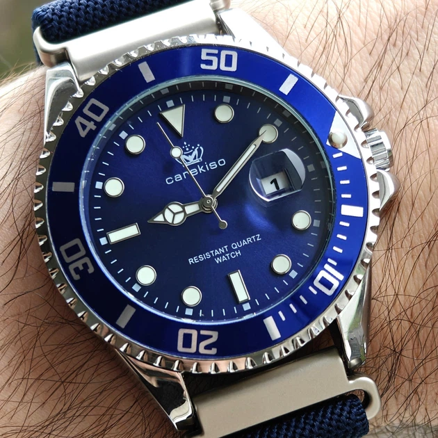 Годинник чоловічий Hemsut Zurich Carekiso Nylon Blue кварцовий з мінеральним склом з двома ремінцями 43 мм - зображення 7