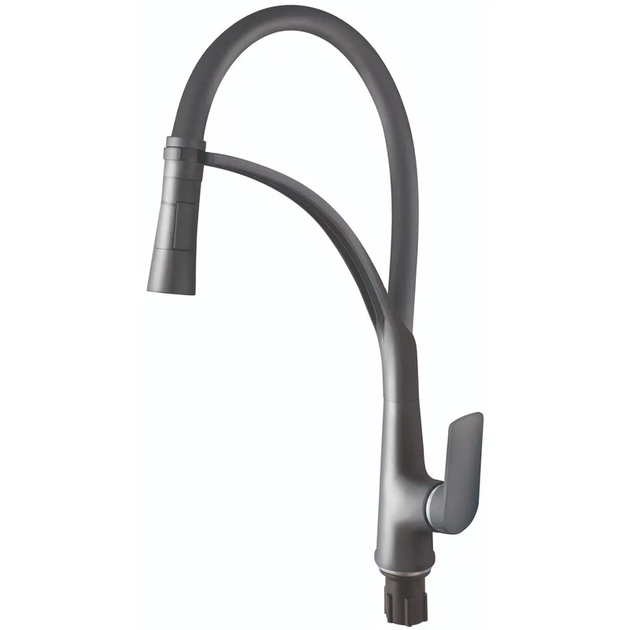 Смеситель для кухни Plamix Lucas-017 SET Graphite Refl.Grey термопластиковый (цвет графит+гибкий серый излив) (PM0723) - изображение 3
