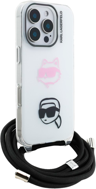 Etui Karl Lagerfeld IML Crossbody Karl&Choupette Head do iPhone 16 Pro Max White (3666339462079) - obraz 3
