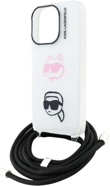 Etui Karl Lagerfeld IML Crossbody Karl&Choupette Head do iPhone 16 Pro Max White (3666339462079) - obraz 5