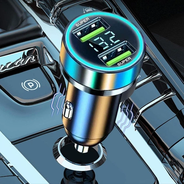 Автомобильное зарядное 2 выхода USB Super быстрая зарядка + Вольтметр - Фото 4 Автомобильное зарядное 2 выхода USB Super быстрая зарядка + Вольтметр - изображение 4