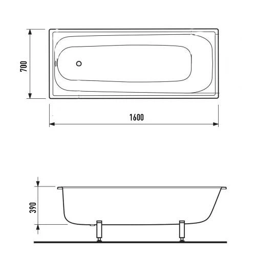 Ванна сталева PRO STEEL 160*70*39 - изображение 2