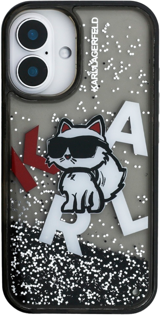 Панель Karl Lagerfeld Liquid Glitter Choupette Logo для iPhone 16 Black (3666339464028) - зображення 3