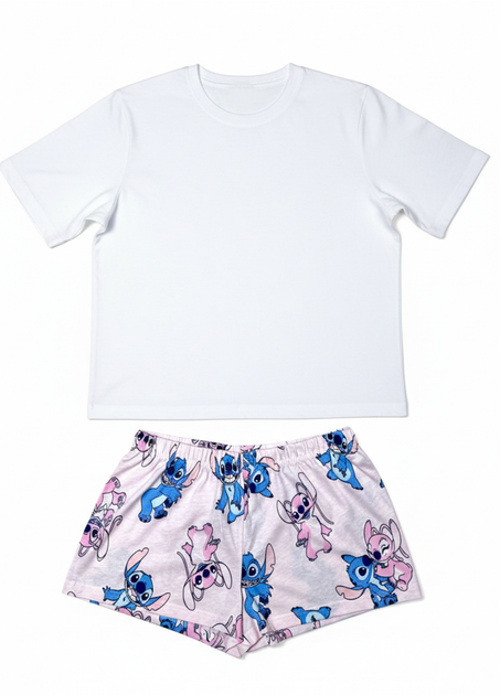 Женская пижама Primark Disney STITCH T-Shirt Shorts М Хлопковая для дома и сна Пудровый (9016) - Фото 4 Женская пижама Primark Disney STITCH T-Shirt Shorts М Хлопковая для дома и сна Пудровый (9016) - изображение 4