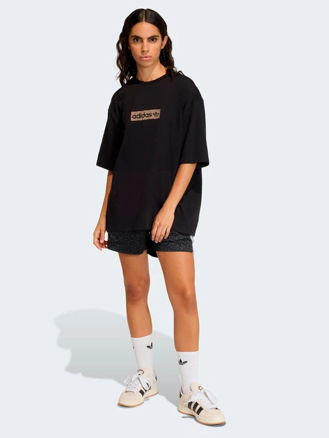 Футболка хлопковая длинная женская Adidas Originals Aop Ss T-Shirt KD2822 L Black (4068805096334) - изображение 3