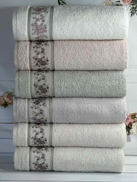 Набор махровых полотенец Cestepe MicroCotton Premium Ronesans 70х140 см банные 6 шт. - Фото 1 Набор махровых полотенец Cestepe MicroCotton Premium Ronesans 70х140 см банные 6 шт. - изображение 1