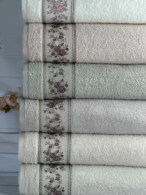 Набор махровых полотенец Cestepe MicroCotton Premium Ronesans 70х140 см банные 6 шт. - Фото 2 Набор махровых полотенец Cestepe MicroCotton Premium Ronesans 70х140 см банные 6 шт. - изображение 2