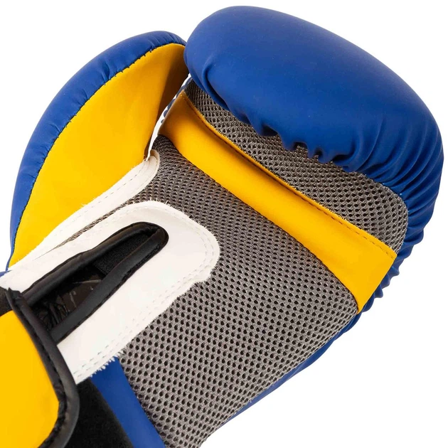 Перчатки для бокса боксерские перчатки Hard Touch Fighter 5242 10 унций Blue-Yellow - изображение 6