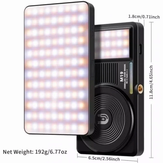 Накамерний відеосвітло LED RGB M20 компактний освітлювач для фото та відеозйомки з регульованою яскравістю - зображення 4
