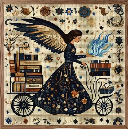 Набір для вишивання за нанесеною на канву схемою "Book Fairy".AIDA 14CT printed, 40*40 см - зображення 5