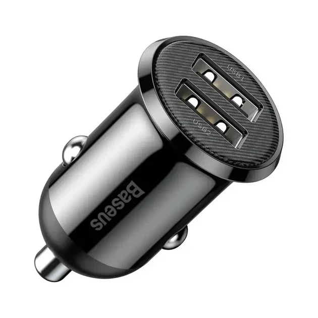 Автомобильная зарядка Baseus 4.8A 2USB для смартфонов и планшетов быстрая подзарядка через прикуриватель черная - Фото 1 Автомобильная зарядка Baseus 4.8A 2USB для смартфонов и планшетов быстрая подзарядка через прикуриватель черная - изображение 1