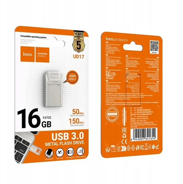Флеш-накопитель Hoco UD17 Smart USB3.0 Type-C rotating USB flash drive(16GB) - изображение 2