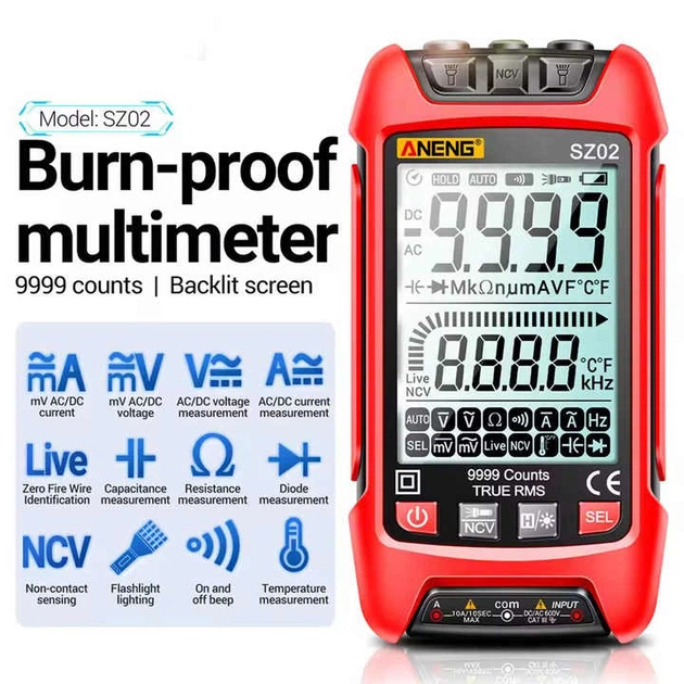 Цифровий мультиметр ANENG SZ02 Red Pro 9999 відліків - зображення 11