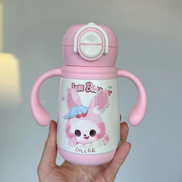 Термос - поильник с ручками для напитков 350 мл Jam Bear Diller, розовый - Фото 2 Термос - поильник с ручками для напитков 350 мл Jam Bear Diller, розовый - изображение 2