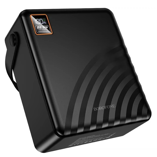 Павербанк Borofone BJ85 100000 mAh 22.5W 4USB/2Type-C/Lightning Портативний зовнішній акумулятор Power Bank зі швидкою зарядкою 22.5W+PD20W та ліхтариком Black - зображення 4