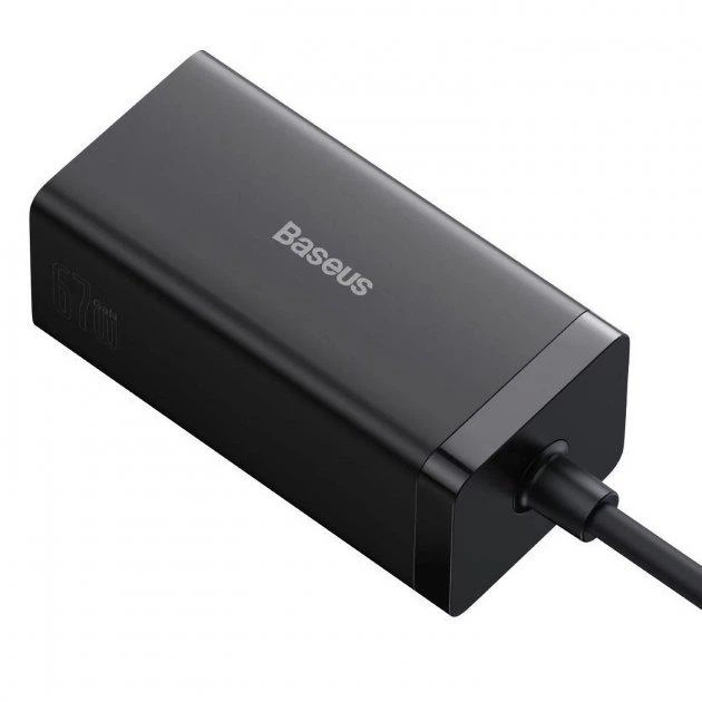 Зарядное устройство настенное Baseus GaN5 Pro Desktop Fast Charger 67W с кабелем Black (CCGP110201) - изображение 3