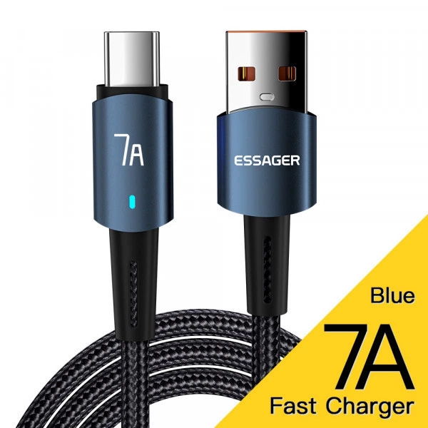Кабель зарядный Essager USB-A to Type-C Sunset 100W 7A 2 м Blue (EXC7A-CGA03-P) - Фото 1 Кабель зарядный Essager USB-A to Type-C Sunset 100W 7A 2 м Blue (EXC7A-CGA03-P) - изображение 1