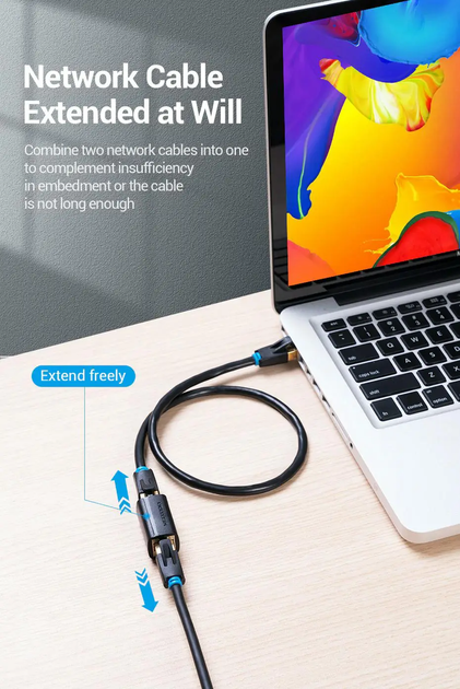 Удлинитель сетевого кабеля Vention Cat.7 10 Гбит/с FTP переходник RJ45 LAN RJ 45 Ethernet Black (IPWB0) - изображение 10