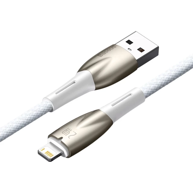 Кабель зарядный Lightning Baseus Glimmer Series Fast Charge USB - Lightning 1м White (CADH000202) - Фото 2 Кабель зарядный Lightning Baseus Glimmer Series Fast Charge USB - Lightning 1м White (CADH000202) - изображение 2