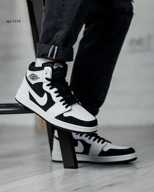 Кросівки чоловічі NK Jordan Retro 1 Hight 41 (26 см) White Black (арт 1314) - Фото 5 Кросівки чоловічі NK Jordan Retro 1 Hight 41 (26 см) White Black (арт 1314) - зображення 5