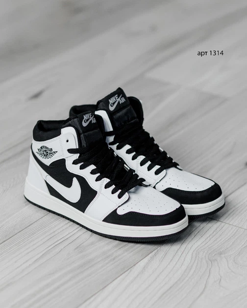 Кросівки чоловічі NK Jordan Retro 1 Hight 41 (26 см) White Black (арт 1314) - Фото 7 Кросівки чоловічі NK Jordan Retro 1 Hight 41 (26 см) White Black (арт 1314) - зображення 7