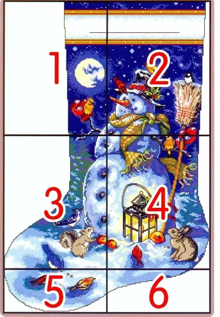 Набор для вышивания по нанесённой на канву схеме "Christmas stocking (3)". AIDA 14CT printed 42*60 см - изображение 3