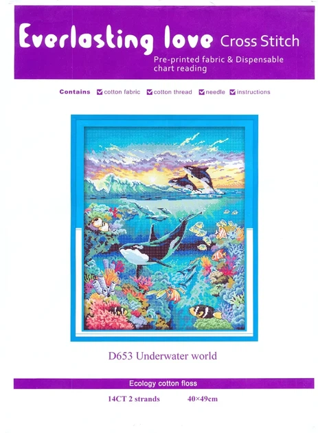 Набор для вышивания по нанесённой на канву схеме "Underwater world". AIDA 14CT printed,40*49 см - изображение 2