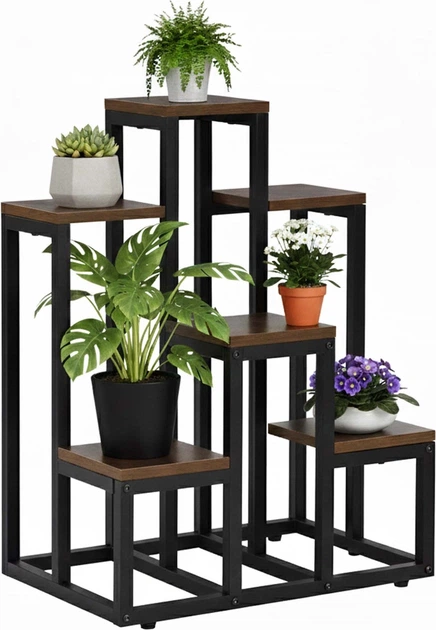 Stojak na kwiaty Springos metalowy 6 poziomów 67.5 cm Ciemnobrązowy GA0220 (5908455307031) - obraz 3