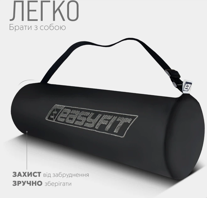 Килимок для йоги та фітнесу EasyFit EF-1924s-PKGY TPE+TC ECO-Friendly 183х61х0.6 см двошаровий каремат у чохлі 6 мм Рожевий з сірим (56003738) - зображення 6