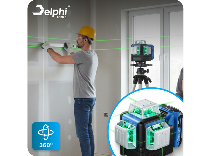 Лазерный нивелир 360 4D GREEN 2x, аккумуляторный, 16 линий - изображение 3