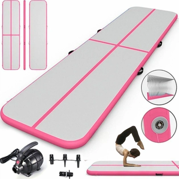 Śćieżka akrobatyczna Hedo Airtrack 400 x 100 x 10 cm Różowa (5907184130156) - obraz 10